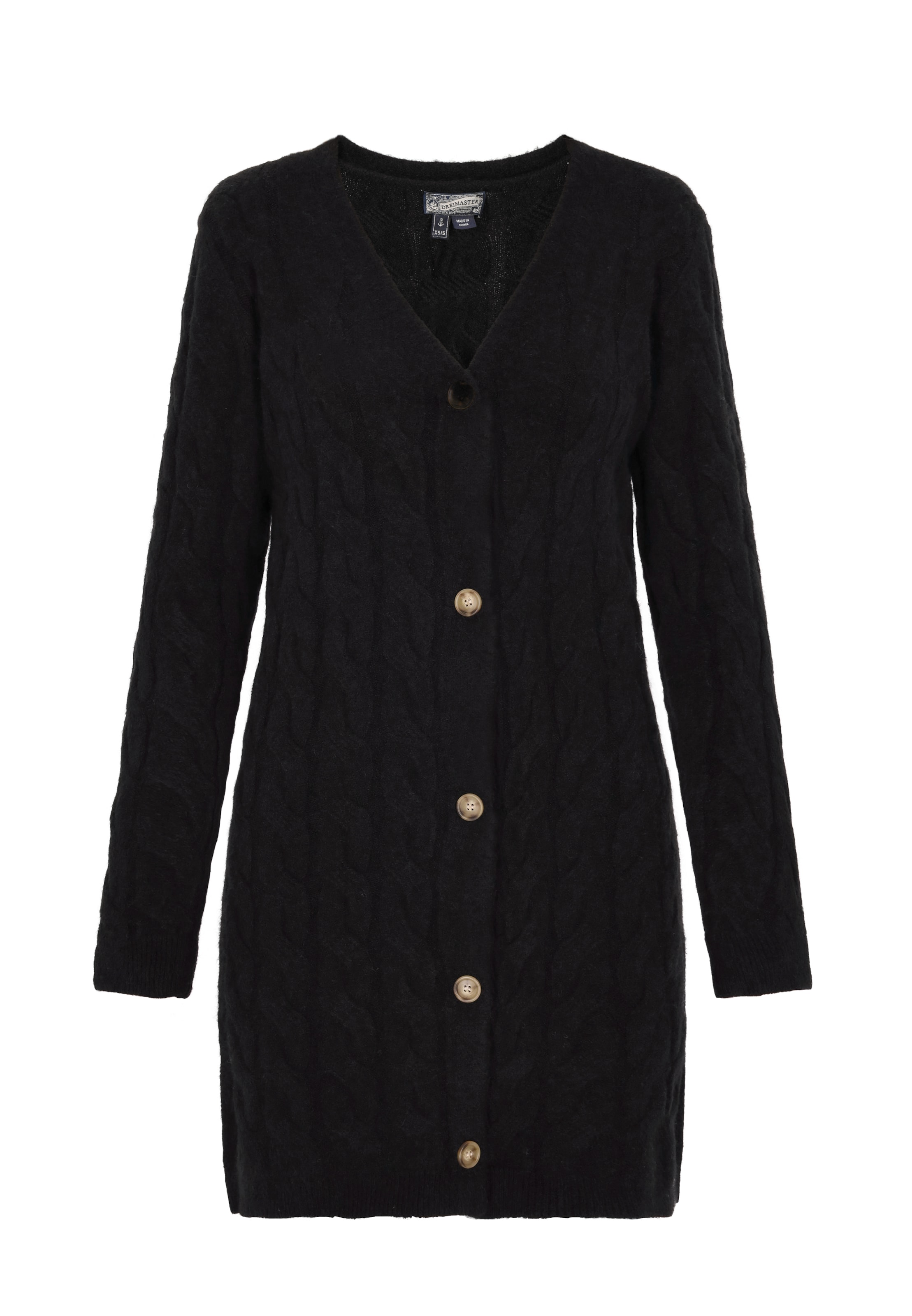 DreiMaster Vintage Strickjacke in Schwarz: Vorderseite