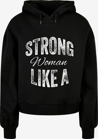 Merchcode Sweatshirt 'WD - Strong Like A Woman' in Zwart: voorkant