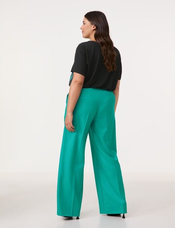SAMOON - Pierna ancha Pantalón de pinzas en verde