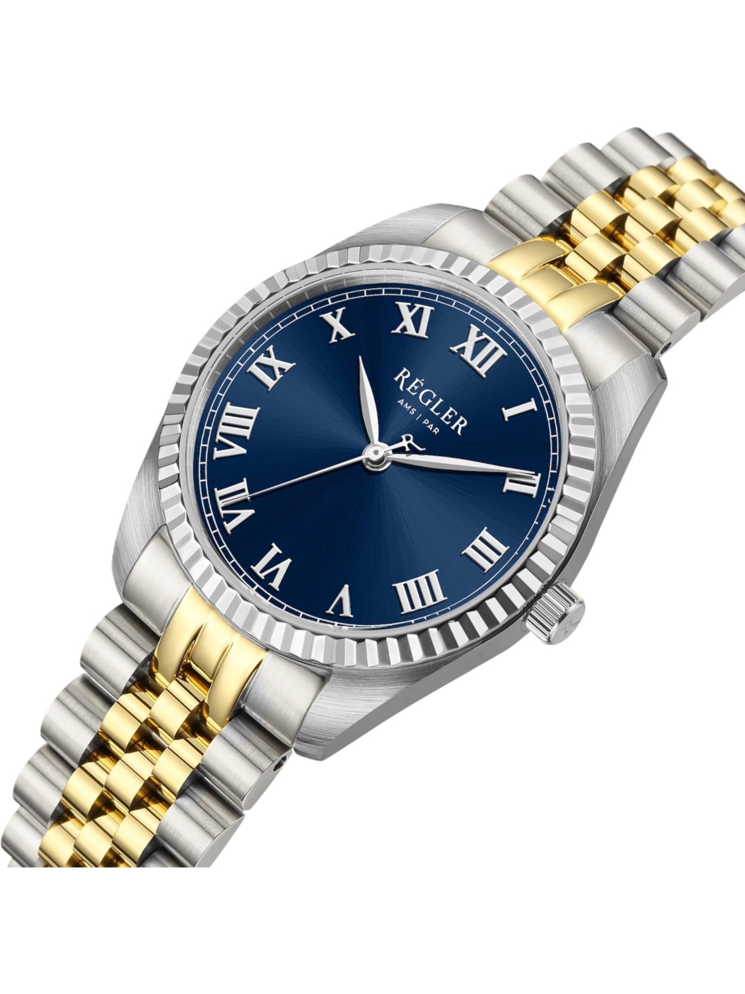 Régler Zegarek analogowy 'Régler Infinité Steel Bicolor Silver/Gold - Blue' w kolorze srebrny