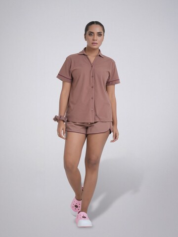 LEAFLETIC Shorty 'Leafletic Women’s Night Wear Short Set' in Brown: front