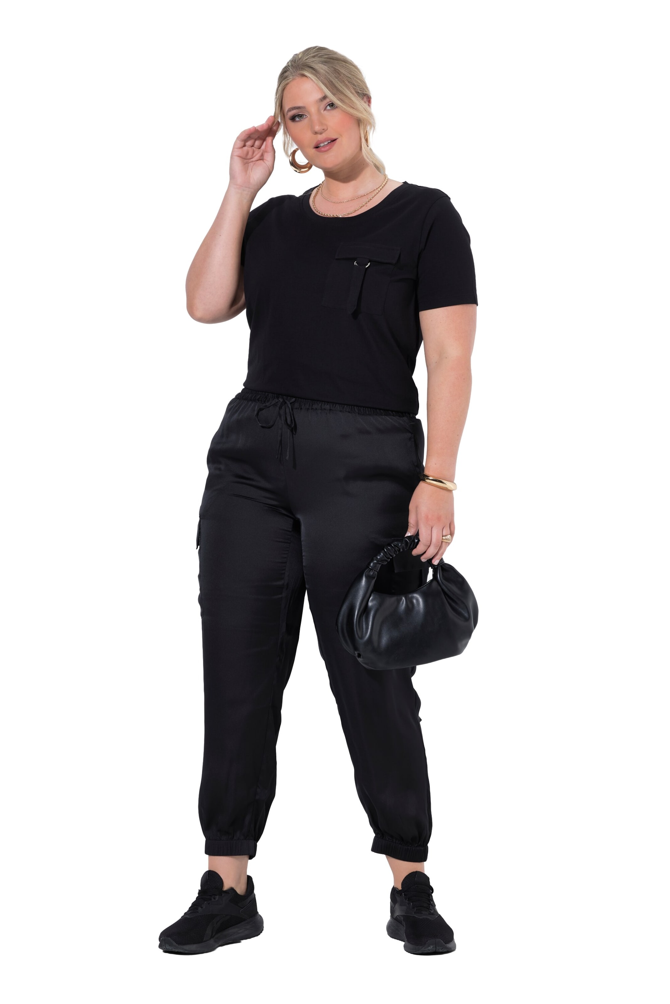 MIAMODA Regular Cargo trousers in Black: front