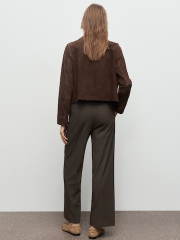 MANGO Wide leg Trousers with creases 'PAU' in Green