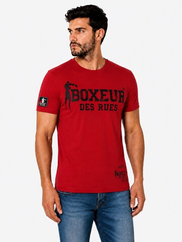 Boxeur des Rues - Camiseta 'Herren T-Shirt Slim Fit Boxeur des Rues, Rot, Schwarzes Logo, Premium-Baumwolle' en rojo