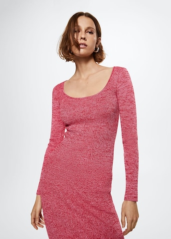 MANGO Stickad klänning 'Areniza' i rosa: framsida