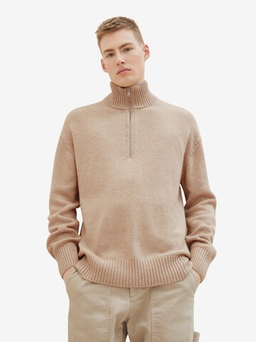 TOM TAILOR DENIM Sweater in Beige: front