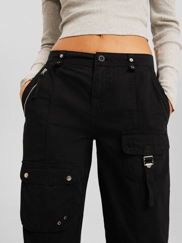 Bershka Regular Cargo Pants in Black