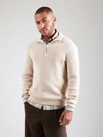 SELECTEDPulover 'SLHTHEO' - bež boja: prednji dio