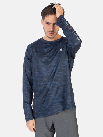 T-Shirt fonctionnel Spyder en bleu : devant