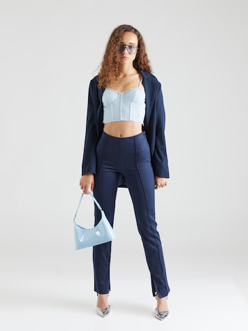 Monki Slimfit Hlače | modra barva