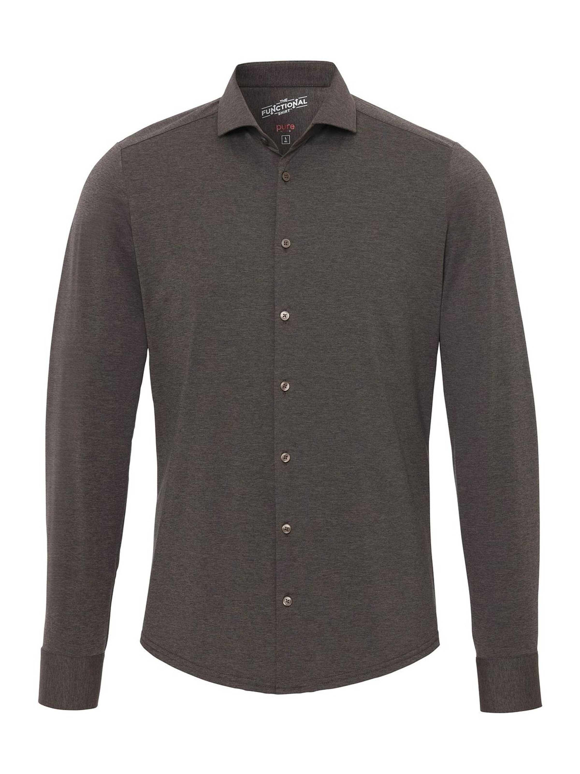 PURE Slim fit Button Up Shirt in Brown: front