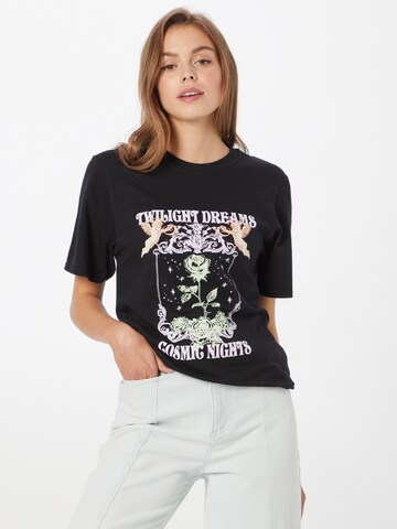 Missguided Shirt 'TWIGHLIGHT DREAMS' in Zwart: voorkant