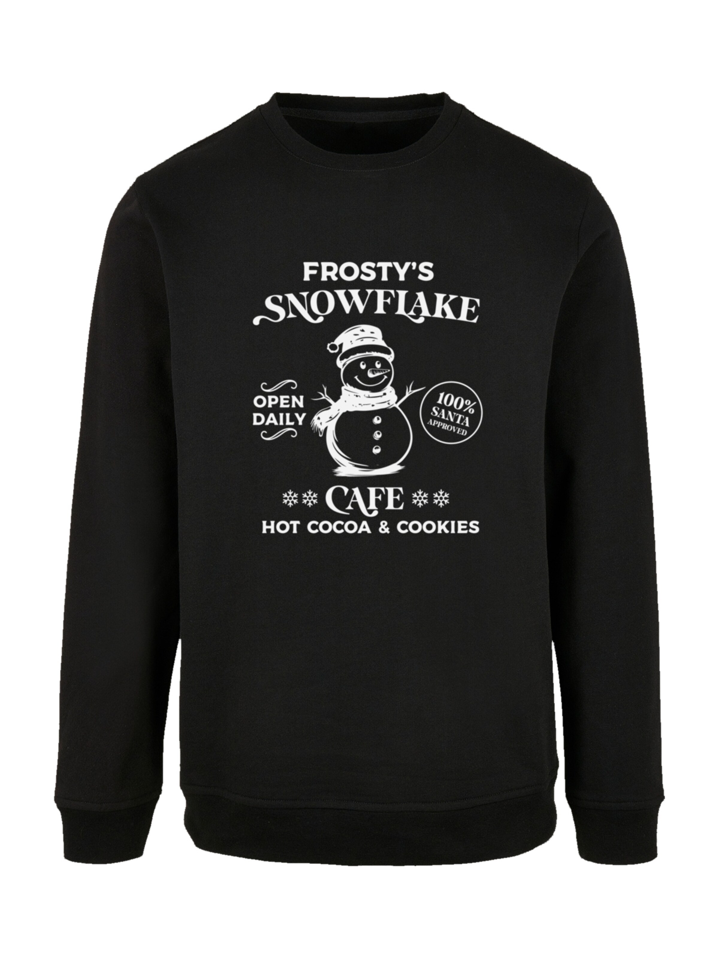 F4NT4STIC Sweatshirt 'Frostys Snowflake Cafe Retro Christmas Sign' in Black: front