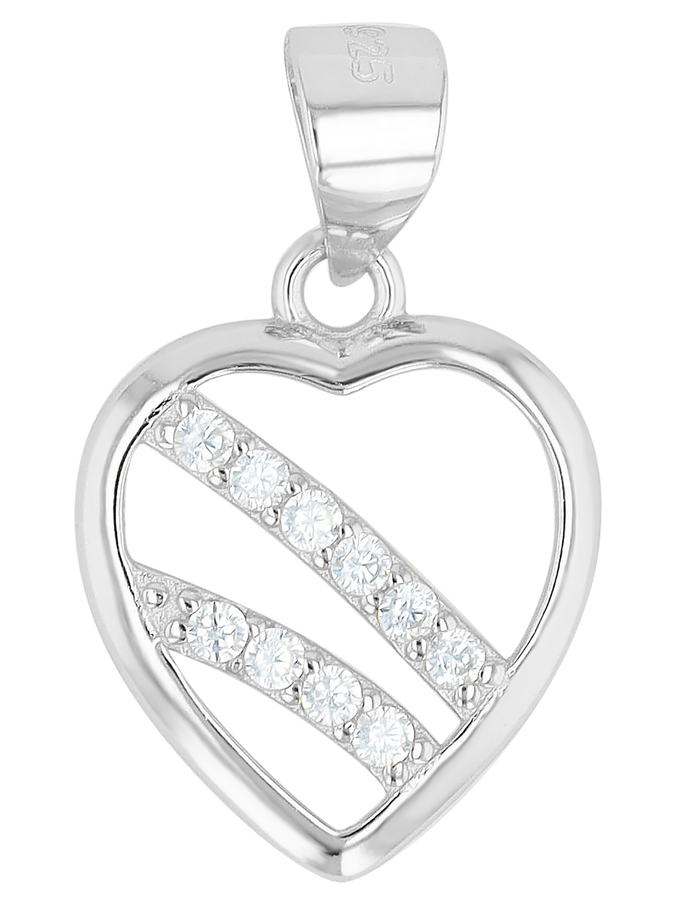Akzent Pendant '"Kokoro" aus 925 Sterlingsilber, rhodiniert, langlebig' in Silver