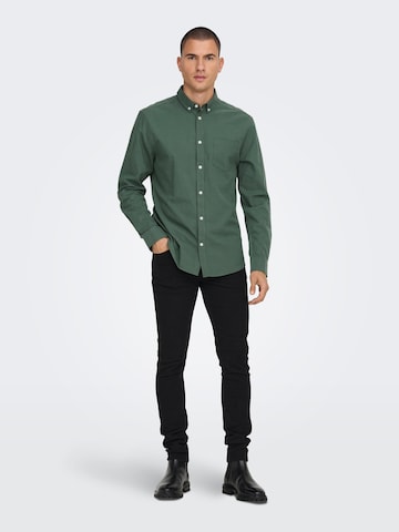 Slim fit Cămașă 'Alvaro' de la Only & Sons pe verde