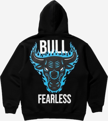 Sweat-shirt 'Oversize Bull Fearless Hoodie - Black and Blue' Kleidermafia en noir : devant