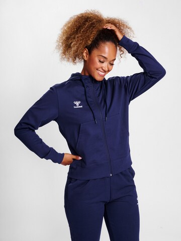Hummel Sports sweat jacket in Blue: front