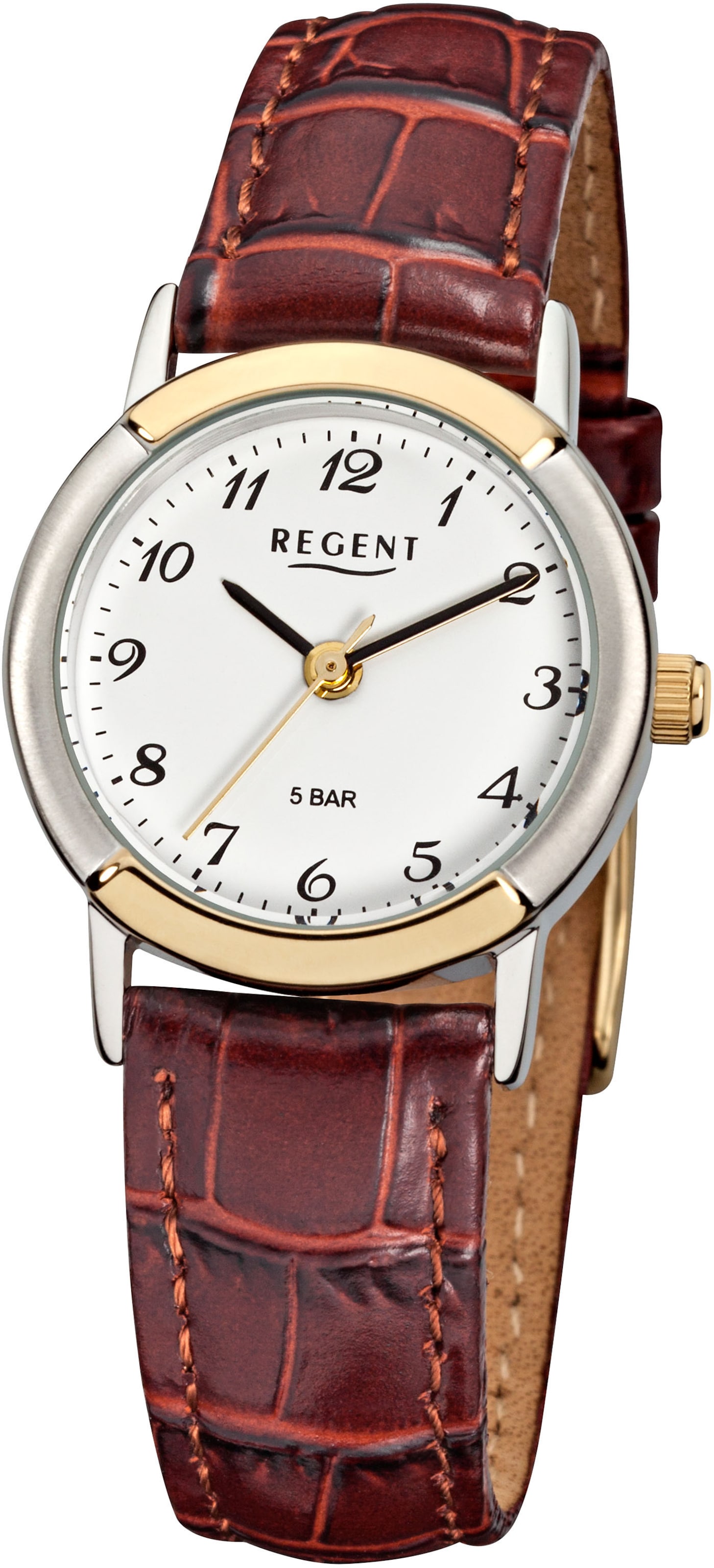 REGENT Analoguhr in Braun: Vorderseite