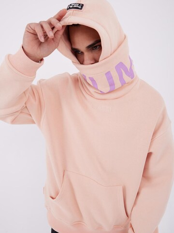 Koyumi Sweatshirt 'Oversize Hoodie mit hohem Kragen – Schwerer 3-Faden Stoff - Break your Neck' in Pink