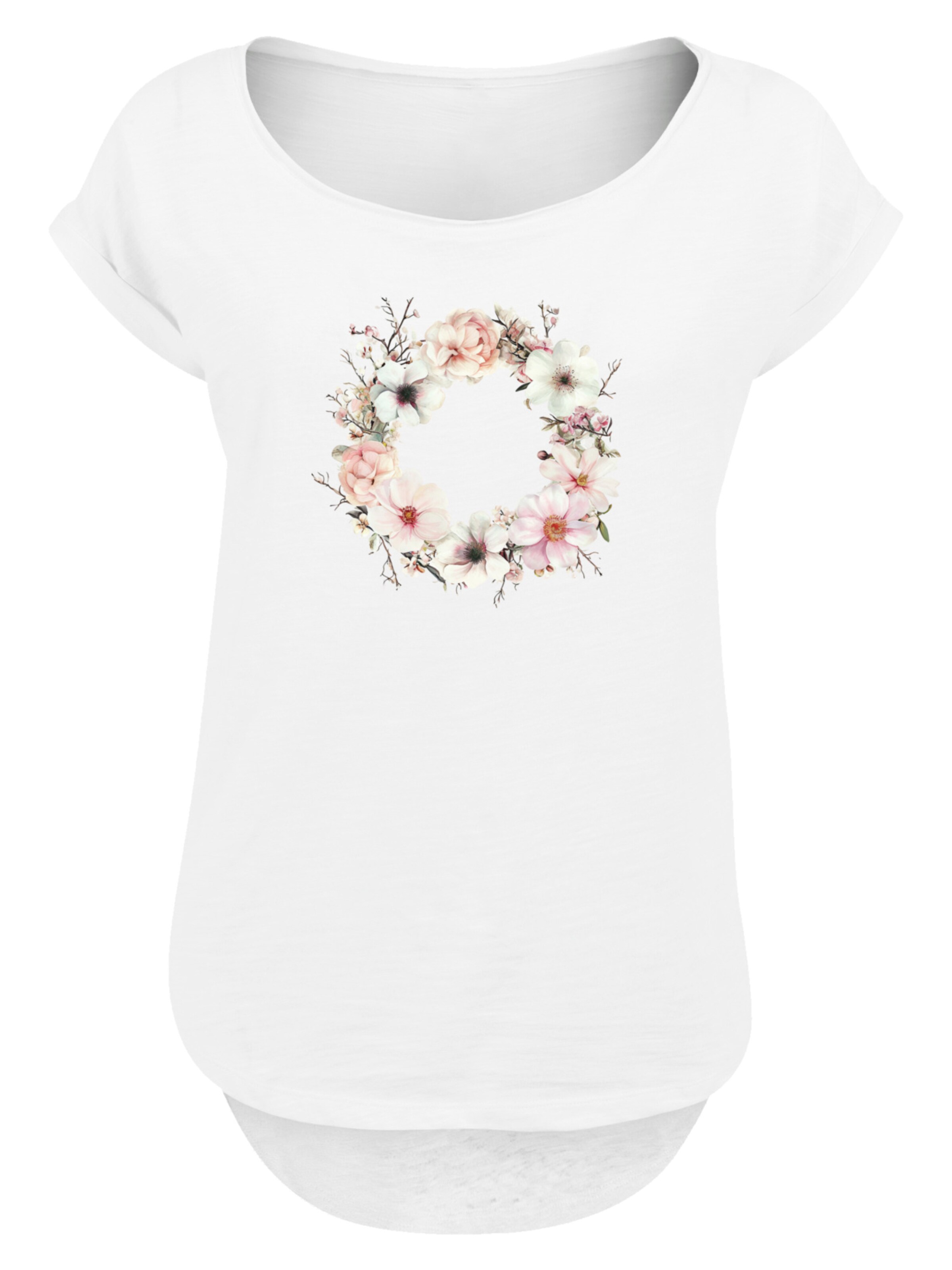 F4NT4STIC Shirt 'Rosa Blumenkranz' in Wit: voorkant