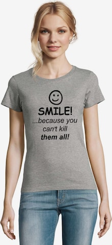 Blondie & Brownie Shirt 'SmileKill' in Grey: front