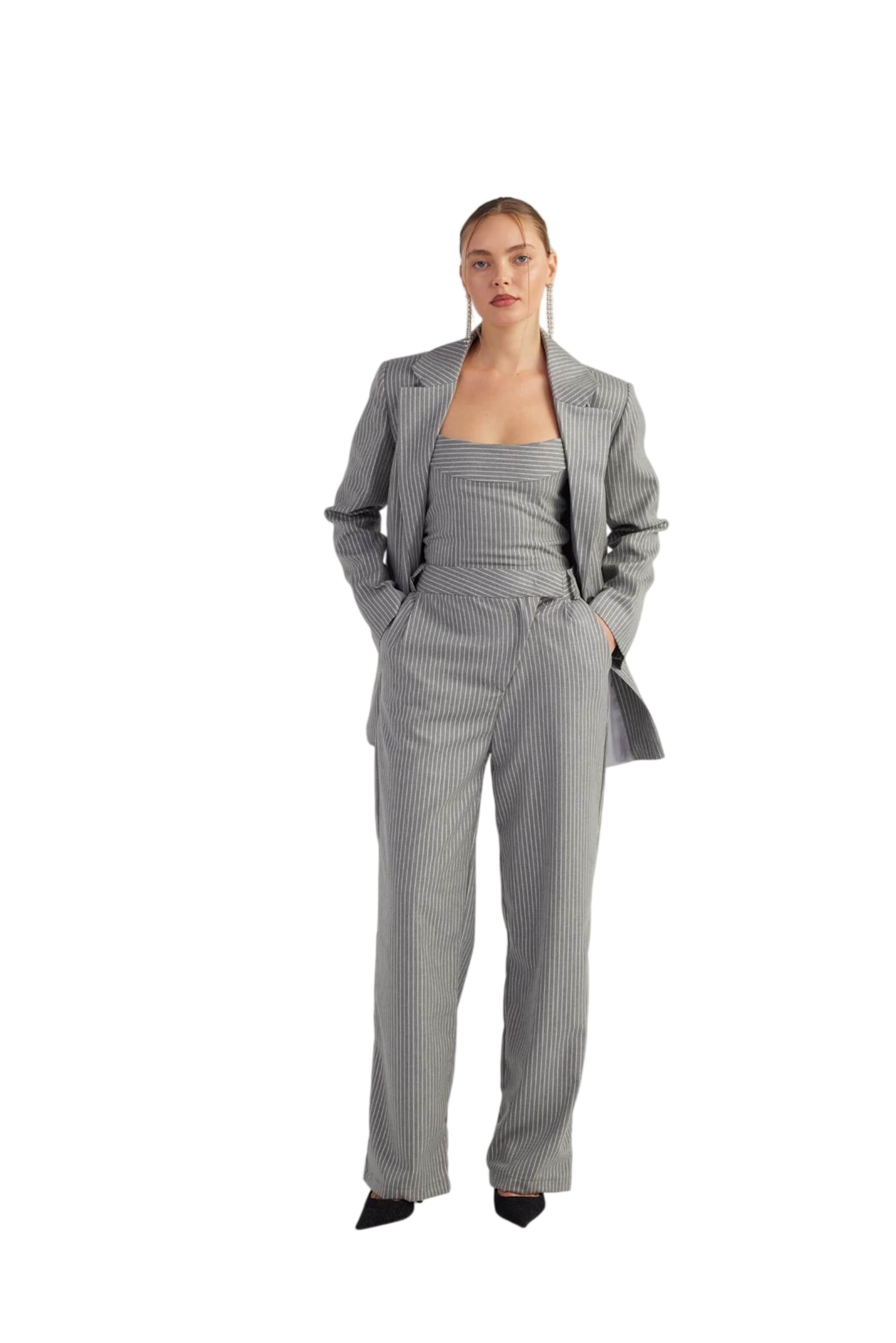HOLLY LOLLY Wide Leg Hose in Grau: Vorderseite