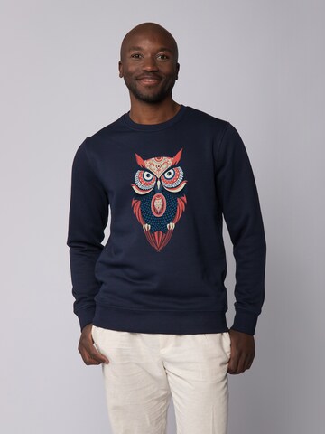 Sweat-shirt ' Colorful Owl ' Watapparel en bleu : devant