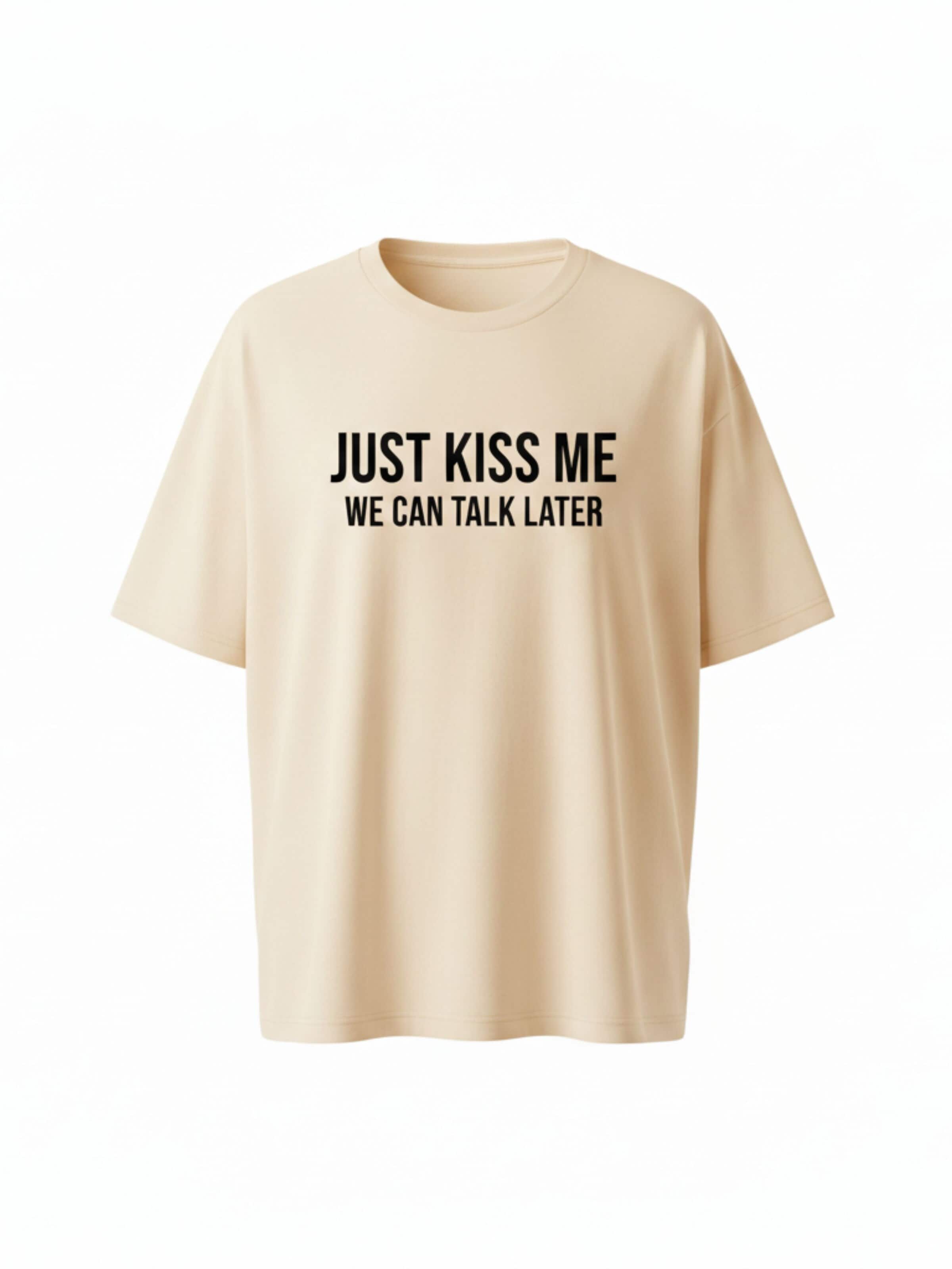 WEARABLE STORIES Shirt 'Kiss me'‌‌ in Beige: Vorderseite