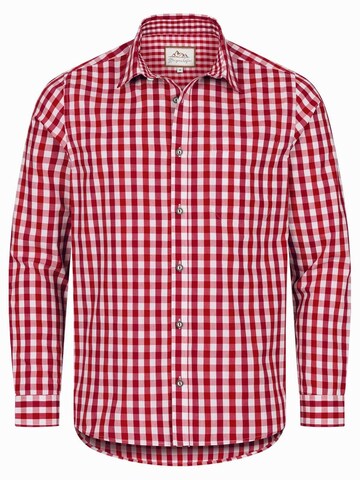 Steigenhöfer Regular fit Traditional Button Up Shirt 'Steigenhöfer Basti Trachtenhemd' in Red: front