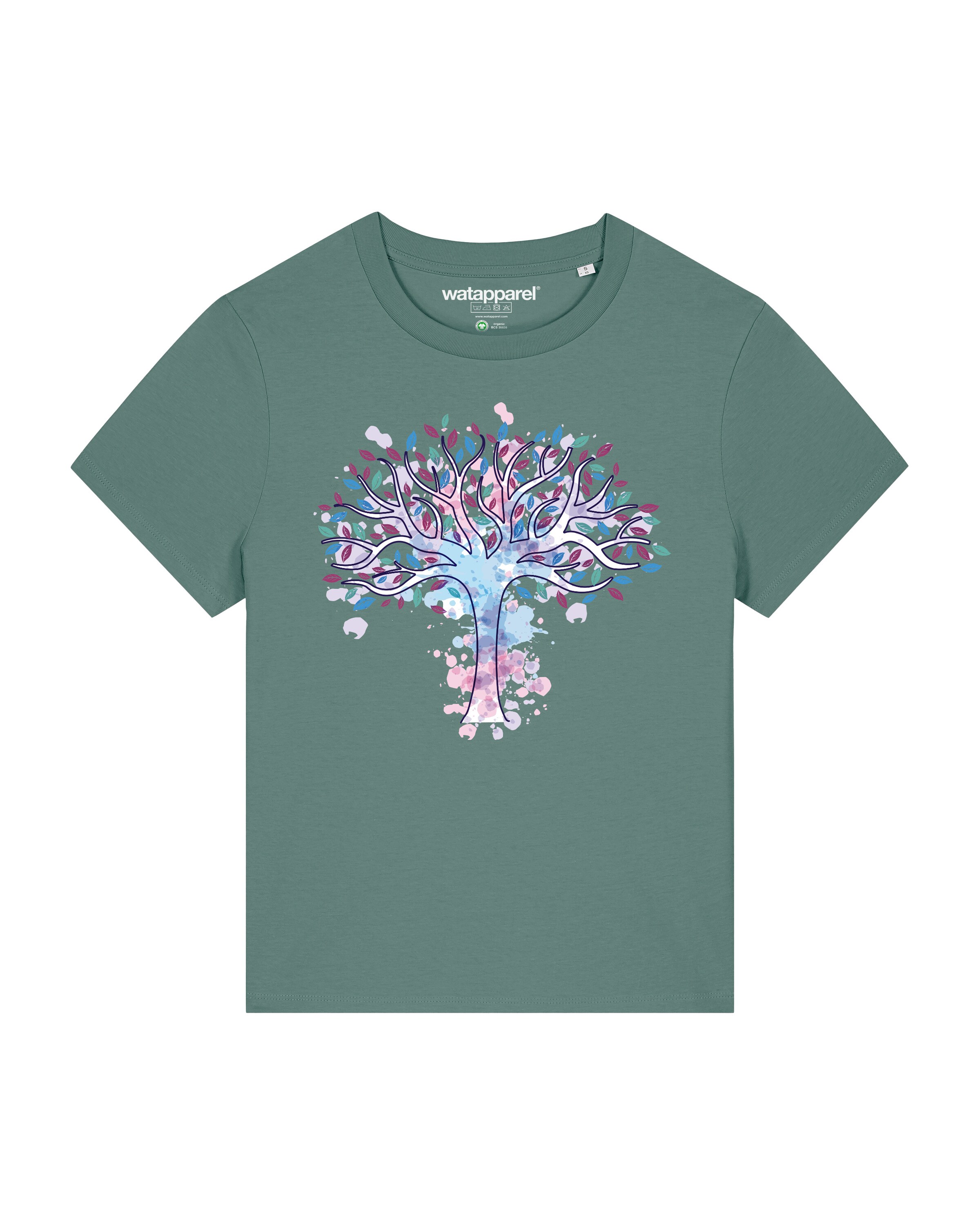 Watapparel Shirt 'Tree of life' in Groen: voorkant