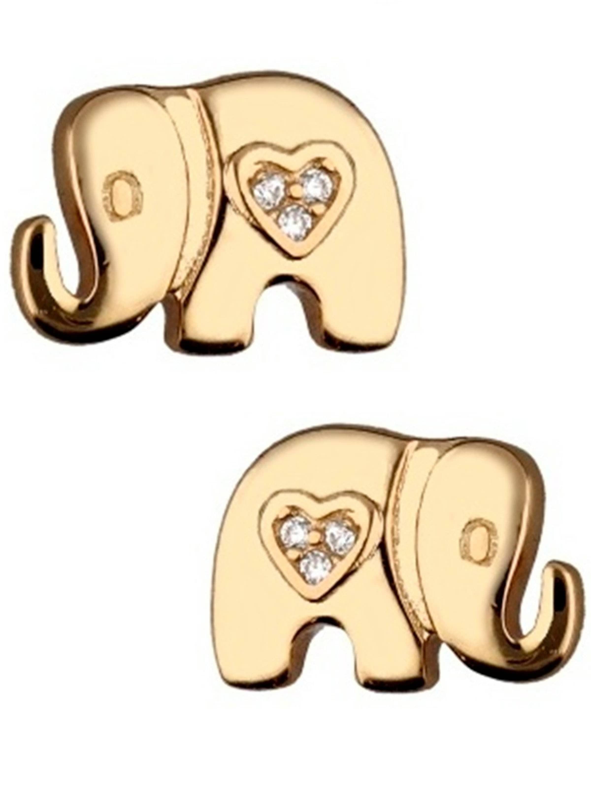 Goldene Hufeisen Ohrringe 'Elefant'‌‌‌‌‌ in Gold: Vorderseite