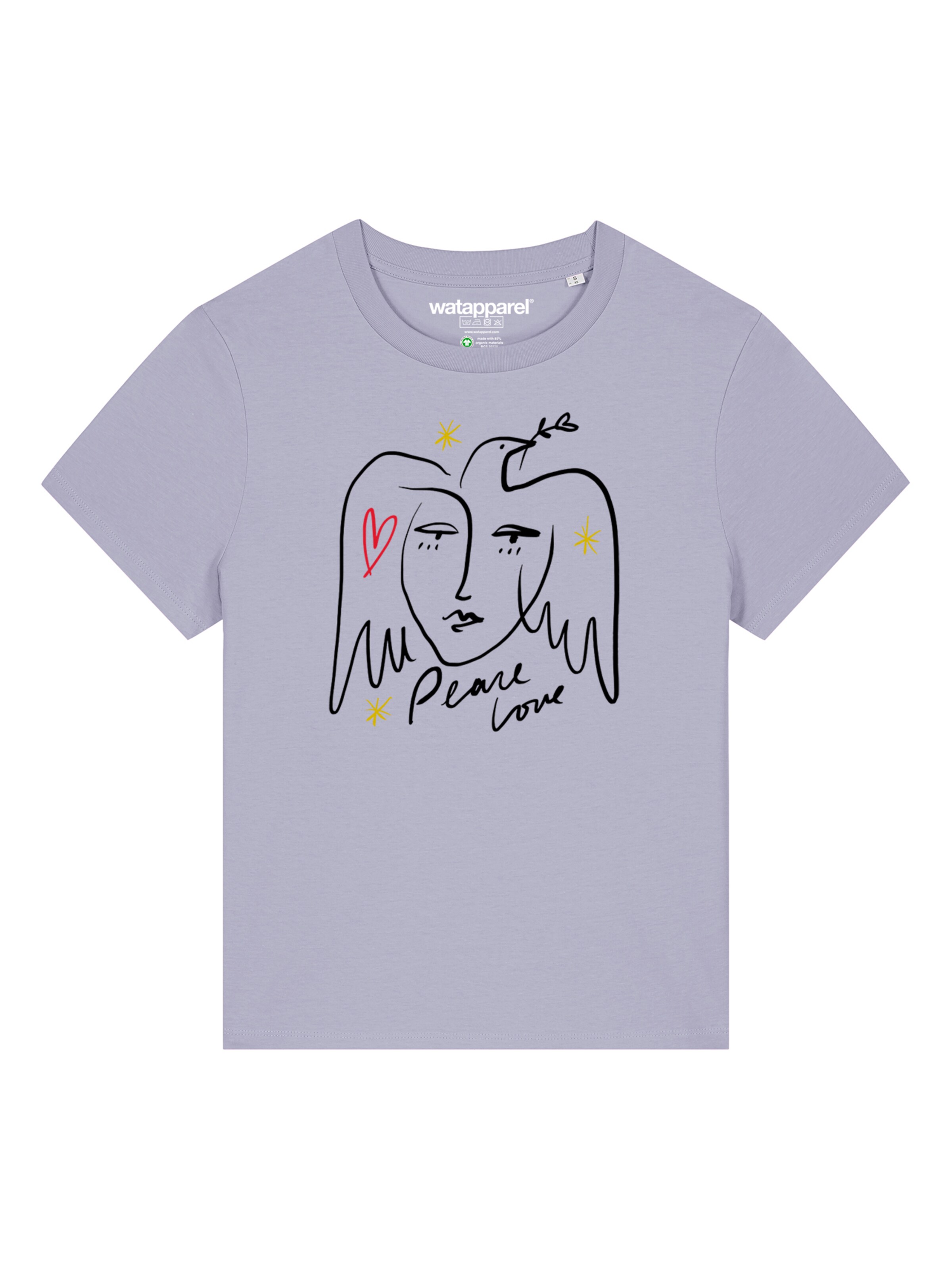 Maglietta 'Peace Love' di Watapparel in lilla: frontale