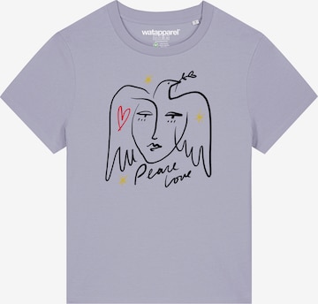 Maglietta 'Peace Love' di Watapparel in lilla: frontale