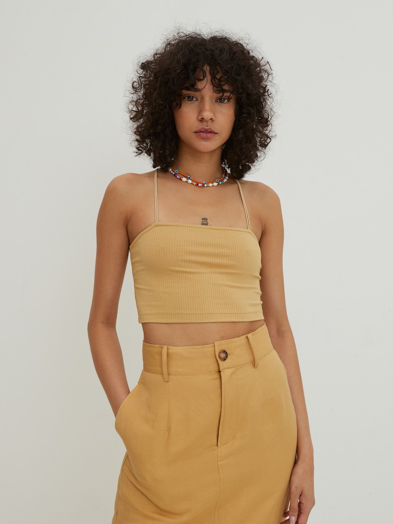Women Clothing EDITED Spaghetti strap tops Curry