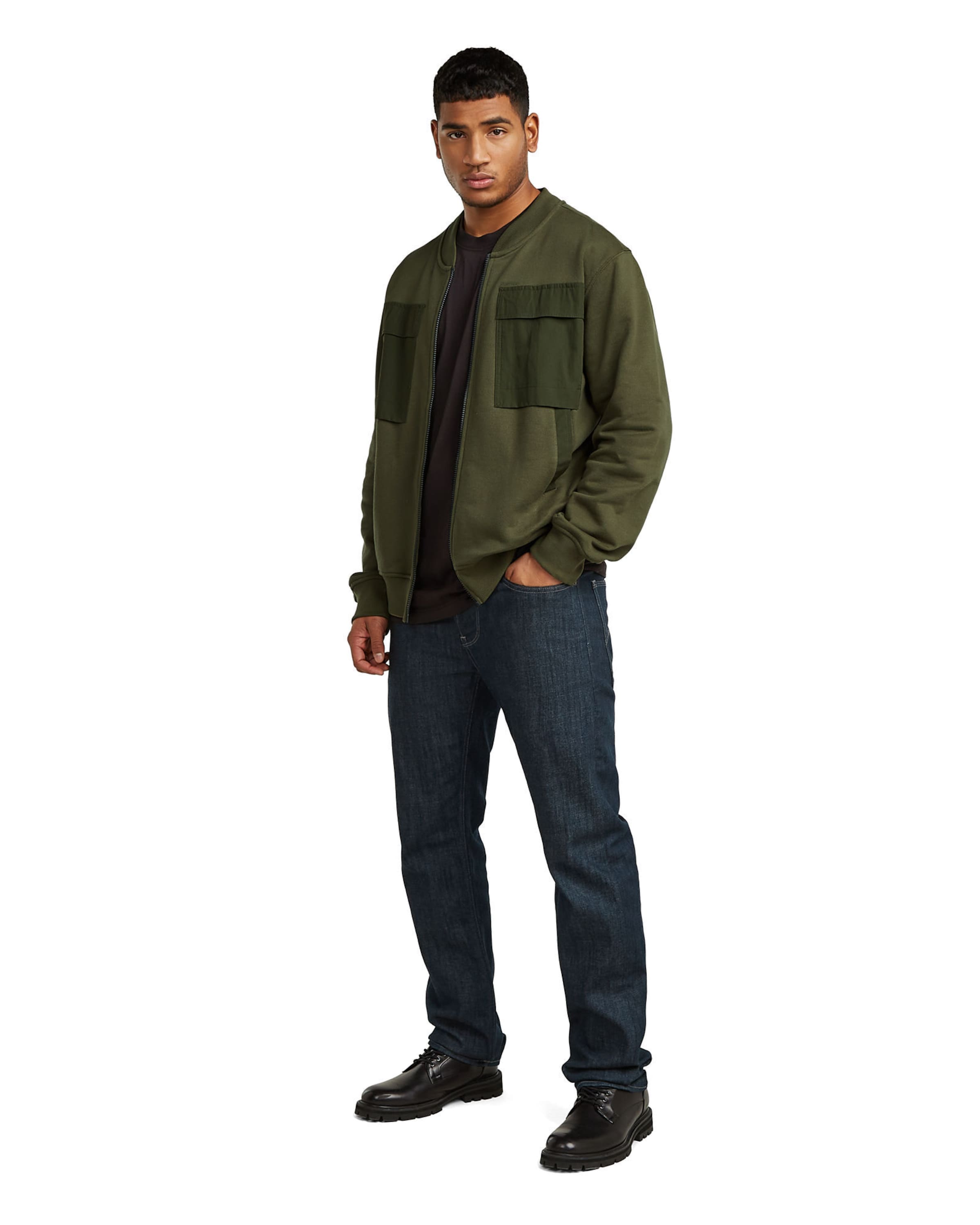 G-STAR Sweats-Sweater 'Woven Mix Jacket ' in Grün