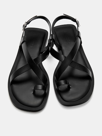 Pull&Bear T-Bar Sandals in Black