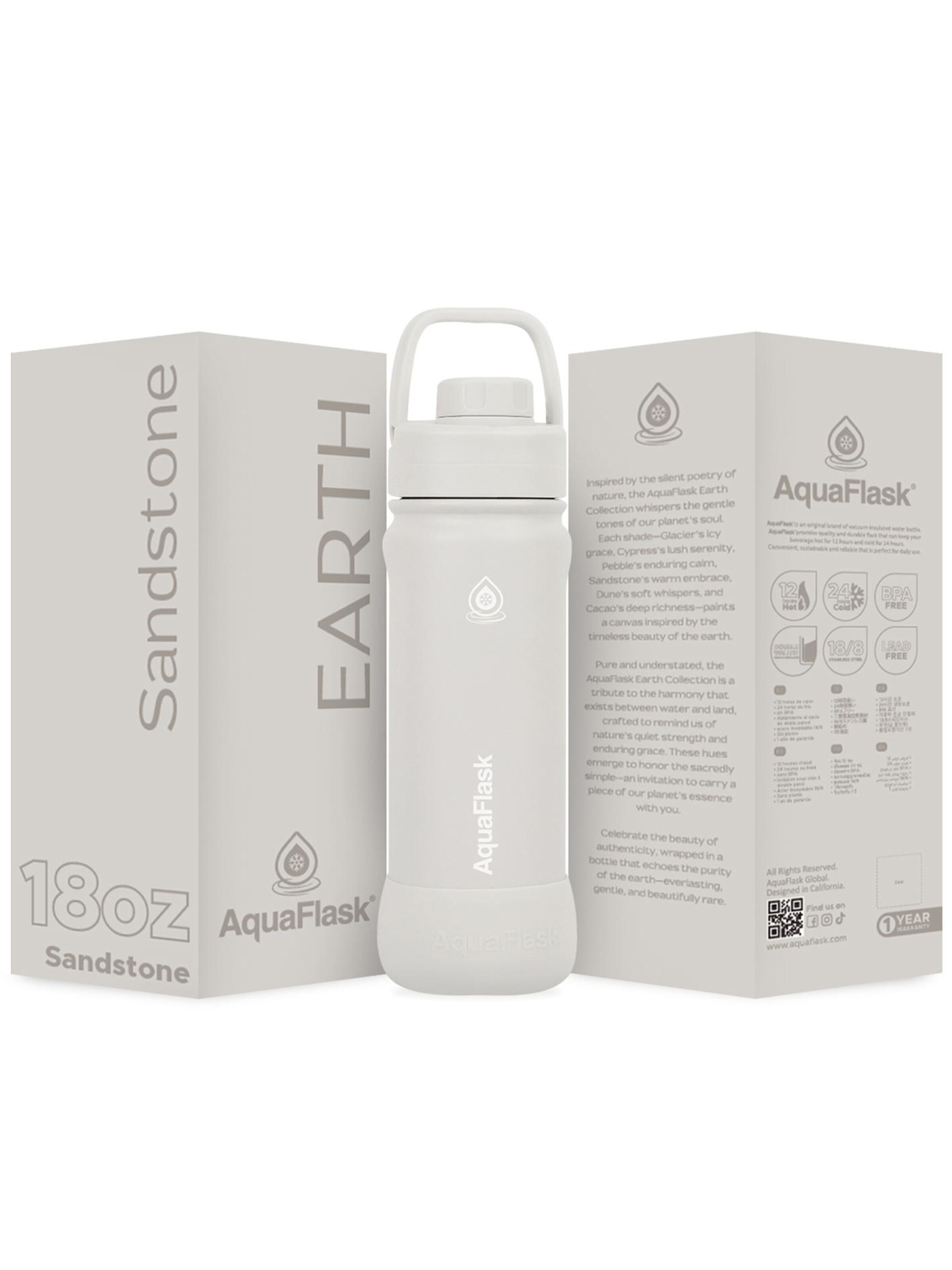 AquaFlask Láhev na vodu 'AquaFlask Termoláhev EARTH 532 ml CACAO' – šedá