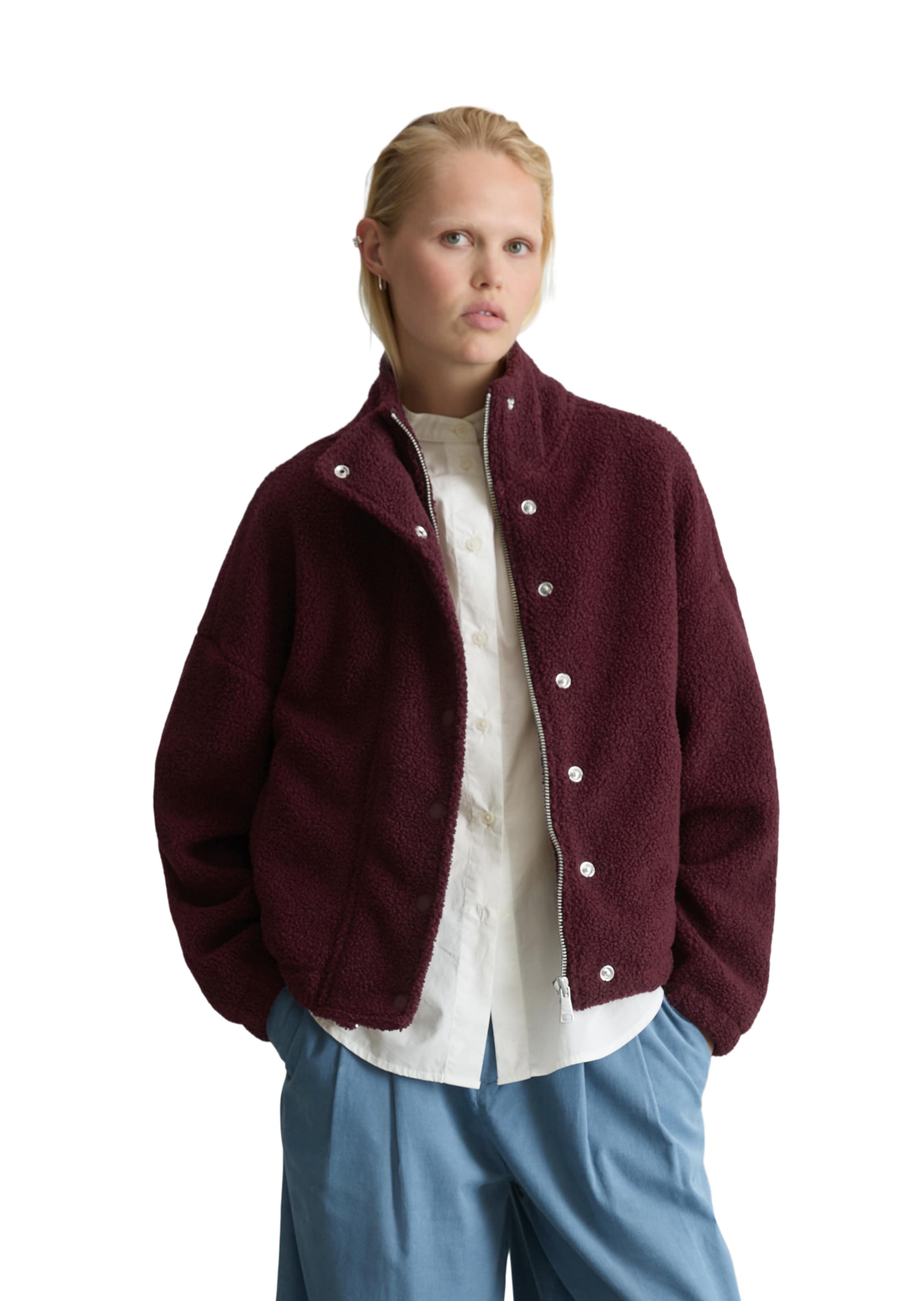 Marc O'Polo DENIM Fleece jas in Rood: voorkant