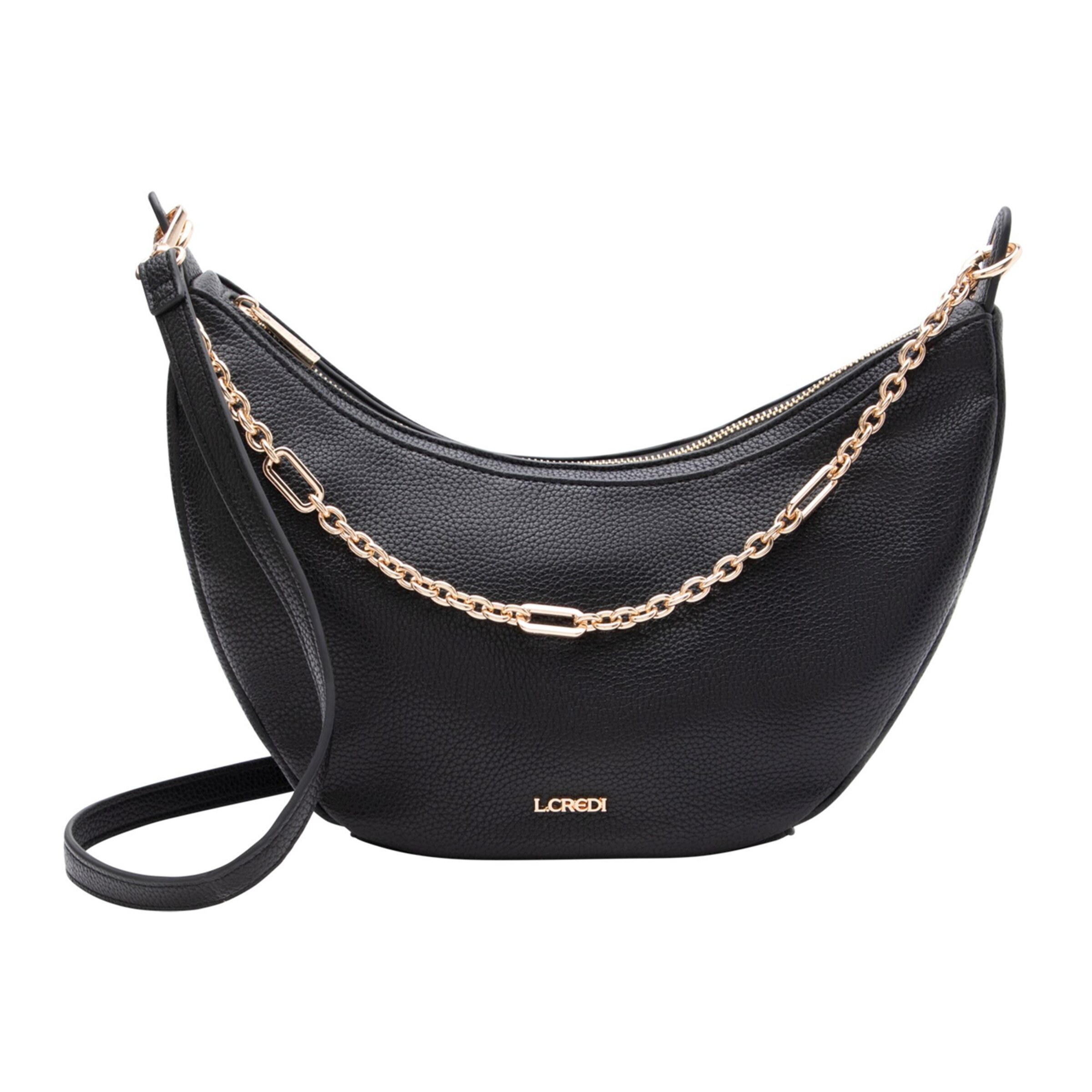 L.CREDI Shoulder Bag 'Petrona' in Black: front