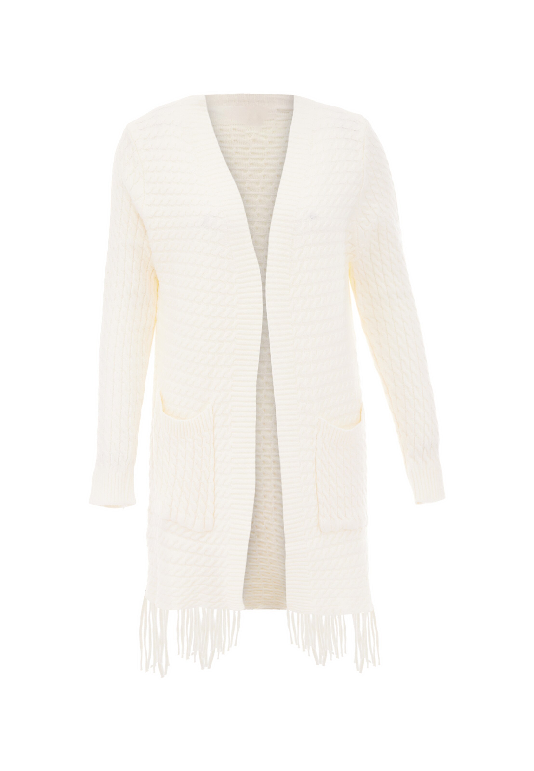 isha Knit Cardigan in Beige: front
