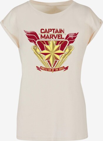ABSOLUTE CULT Shirt 'Captain Marvel' in Beige: predná strana