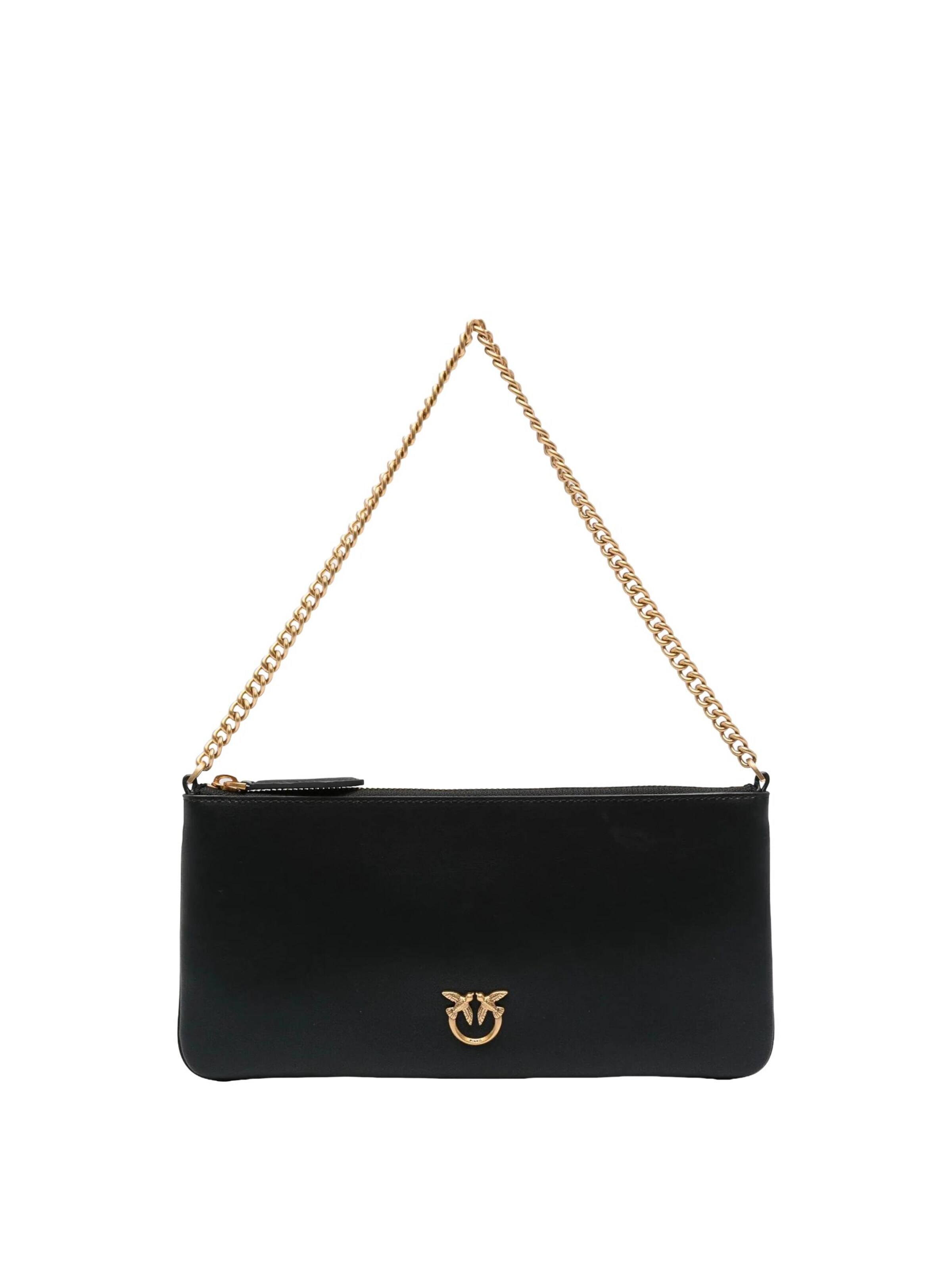 PINKO - Bolso de mano 'PINKO NEW HORIZONTAL FLAT VITELLO SETA BORSA' en negro: frente