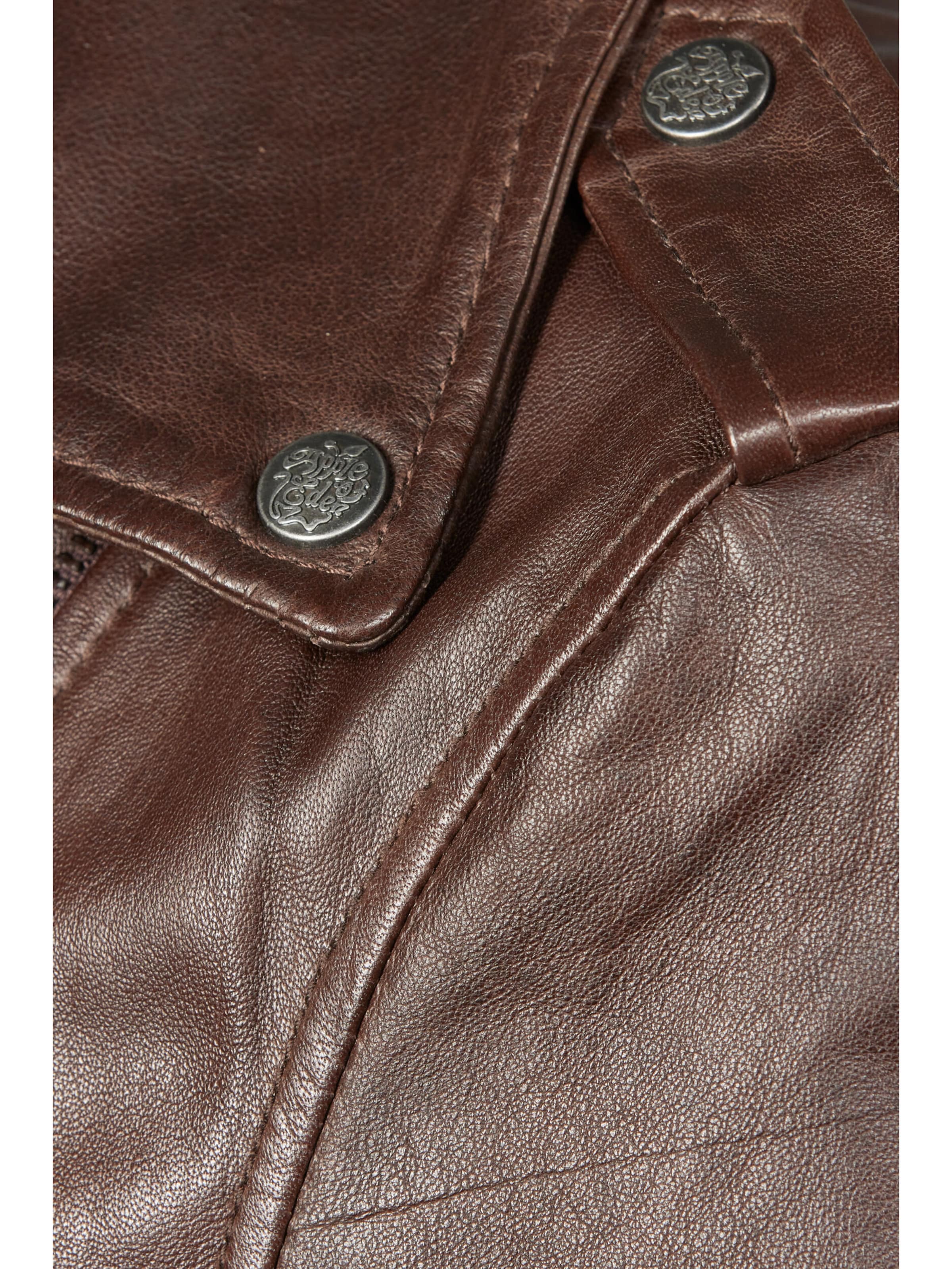 Apple of Eden Lederjacke taillierte Passform in Braun