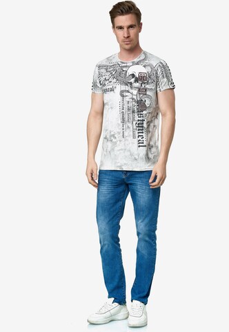 Rusty Neal T-Shirt mit All Over Print in Weiß
