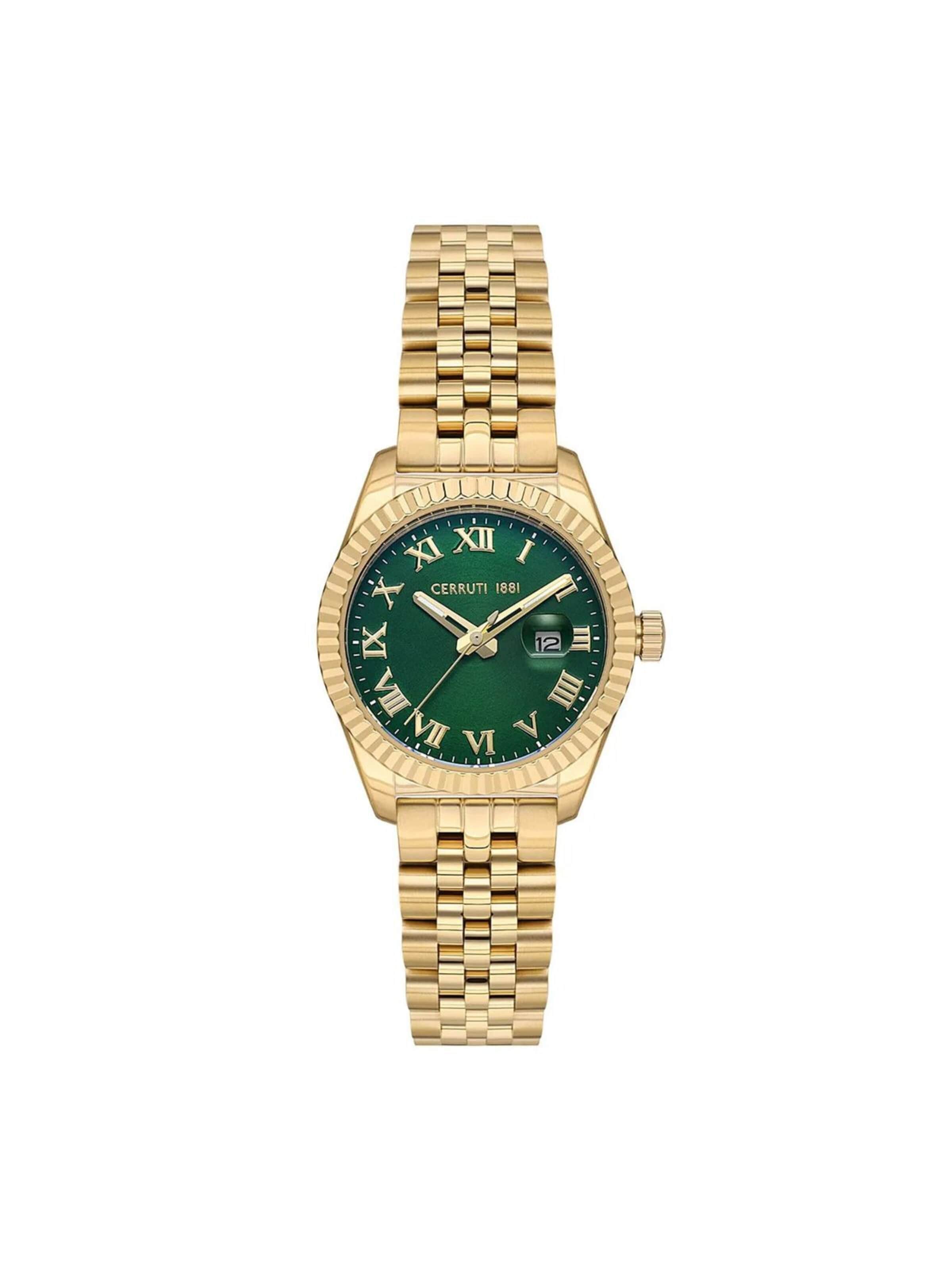 Montre à affichage analogique 'Cerruti 1881 - Date watch Baccio - Quartz watch movement - Watch case width: 36 mm' CERRUTI 1881 en vert : devant