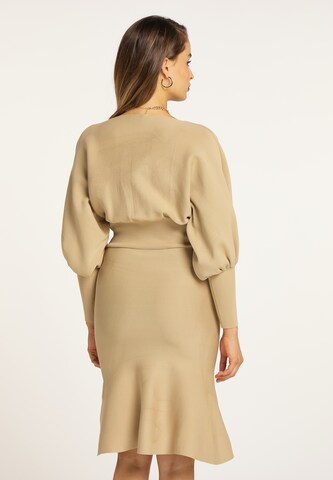 faina Gebreide jurk in Beige