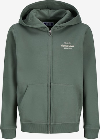 Jack & Jones Junior Sweatvest 'JORNORREBRO TYPO' in Groen: voorkant