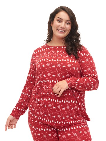 Zizzi Pajama Shirt 'LUCCA' in Red