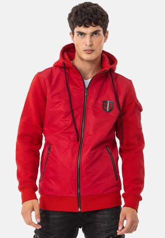 CIPO & BAXX Zip-Up Hoodie in Red: front