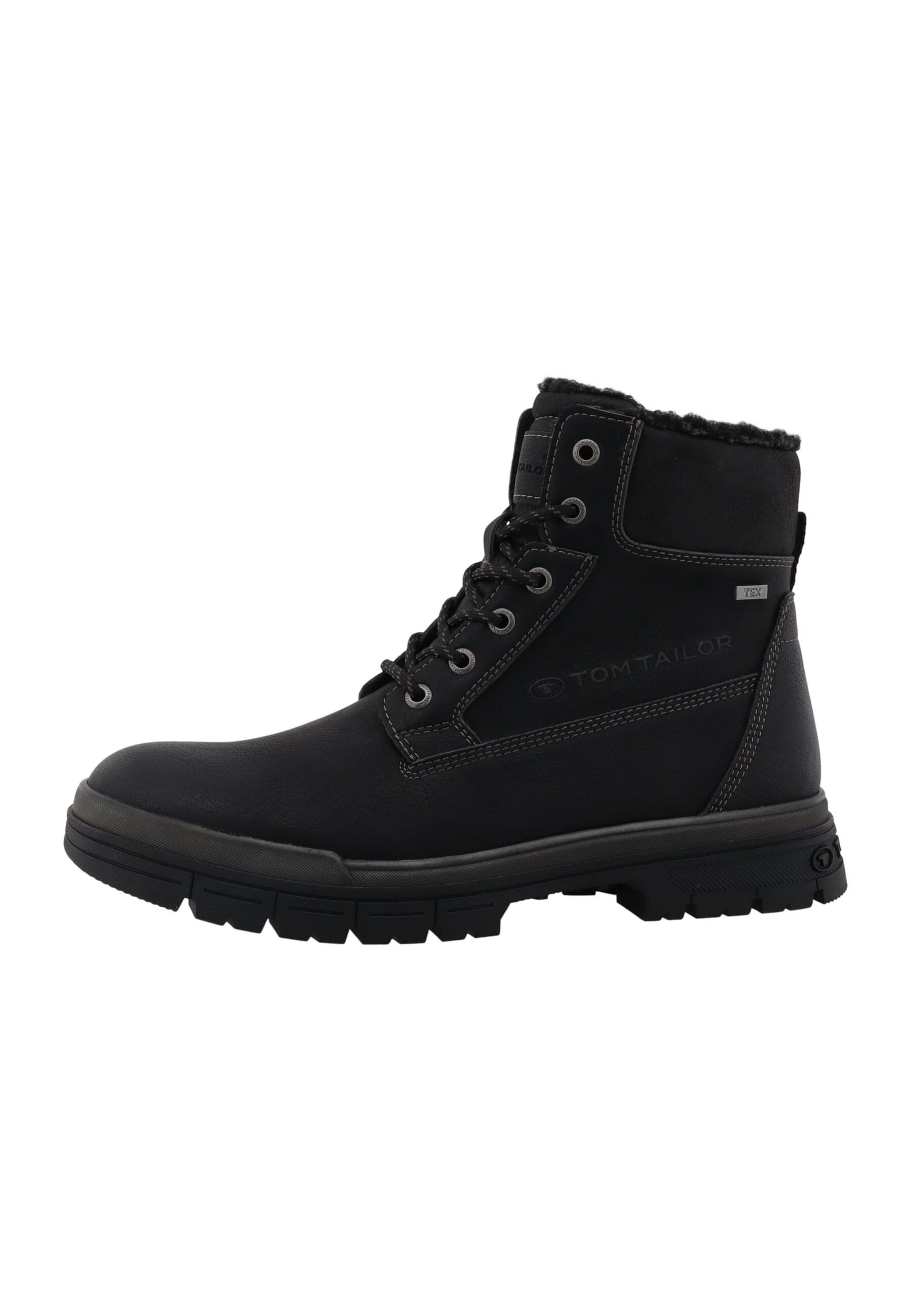TOM TAILOR Lace-up boots in Black: front